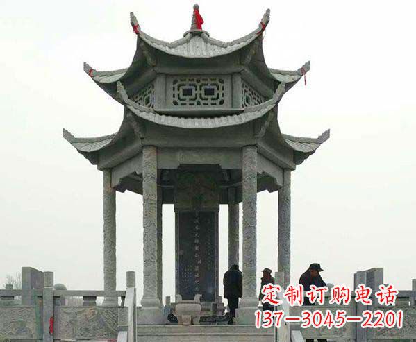 南京园林仿古双层石凉亭景观石雕