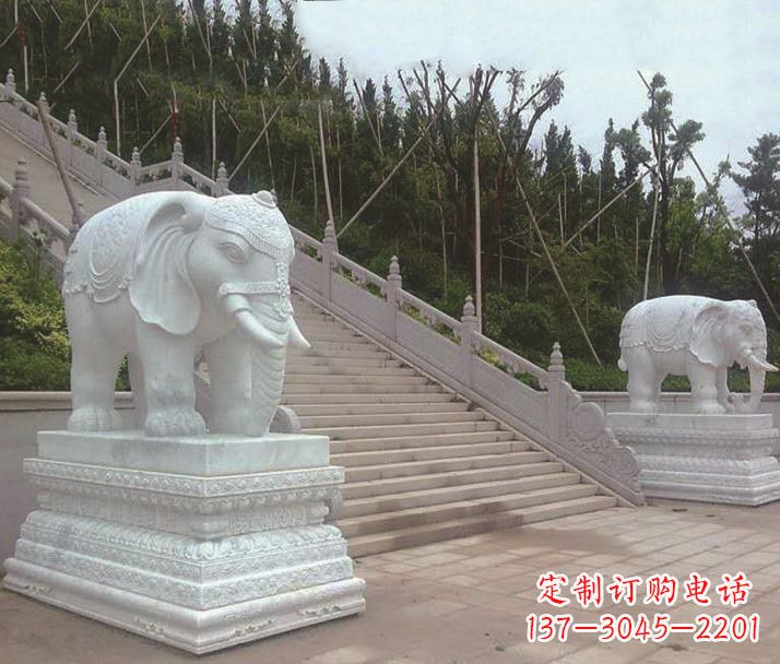 南京园林汉白玉大象景观石雕