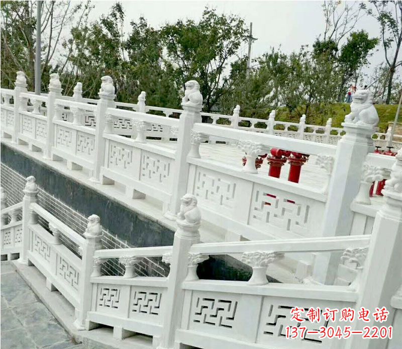南京园林汉白玉栏板景观石雕 (2)