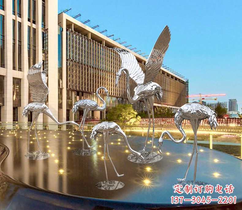 南京园林火烈鸟不锈钢雕塑
