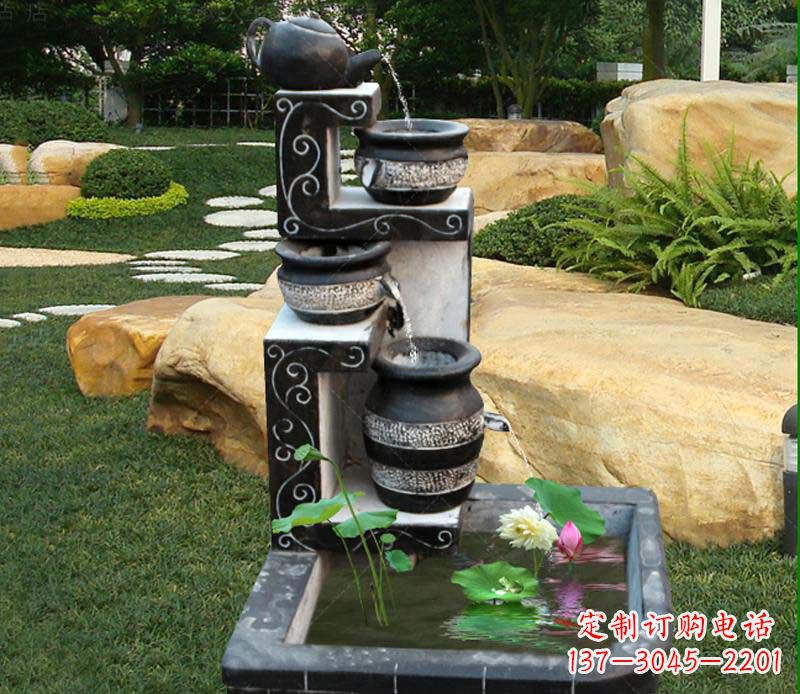 南京园林景观茶壶流水池石雕