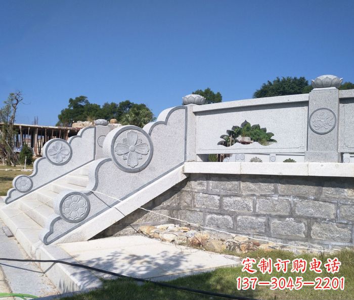 南京园林景观大理石镂空莲花石栏板 (2)