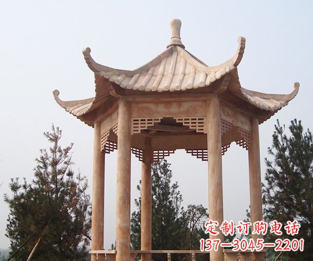 南京园林景观单层石雕凉亭 (3)