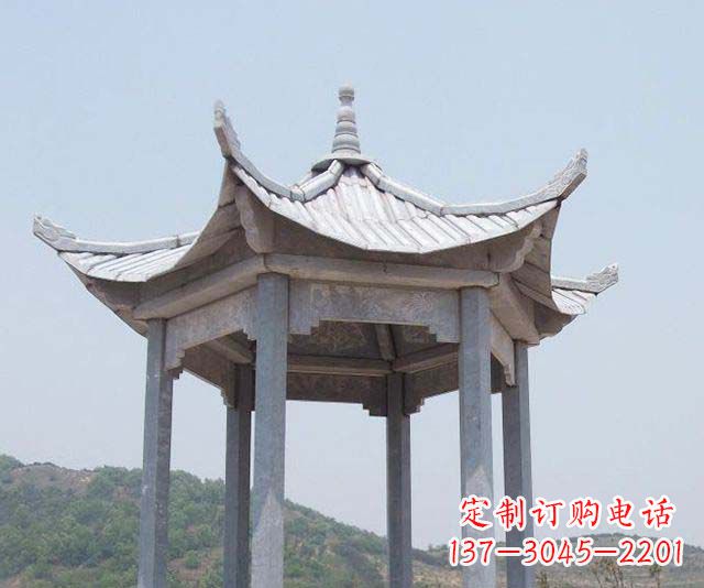 南京园林景观单层石雕凉亭 (2)