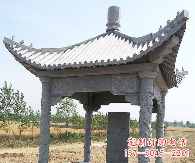 南京园林景观单层石雕凉亭 (4)