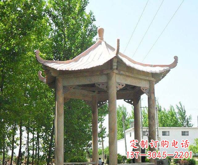 南京园林景观单层石雕凉亭
