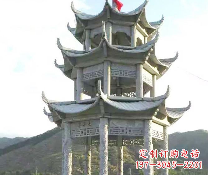 南京园林景观多层凉亭石雕 (3)