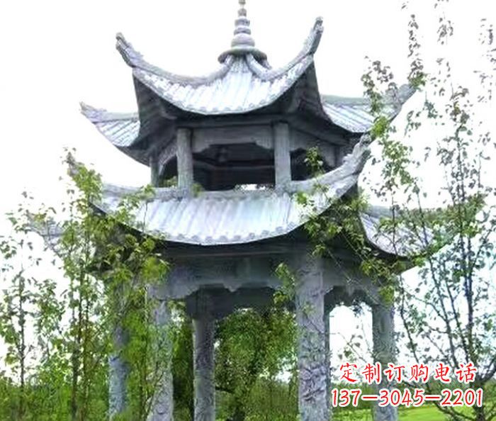 南京园林景观仿古六角石凉亭