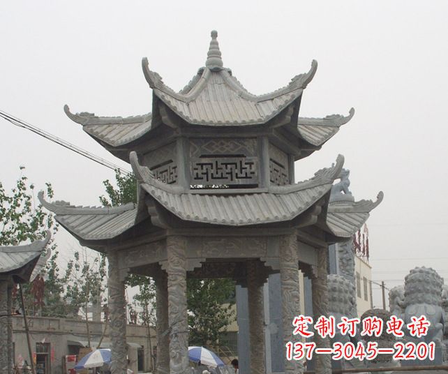 南京园林景观仿古石雕凉亭 (2)