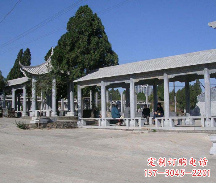 南京园林景观仿古石雕长廊凉亭 (2)