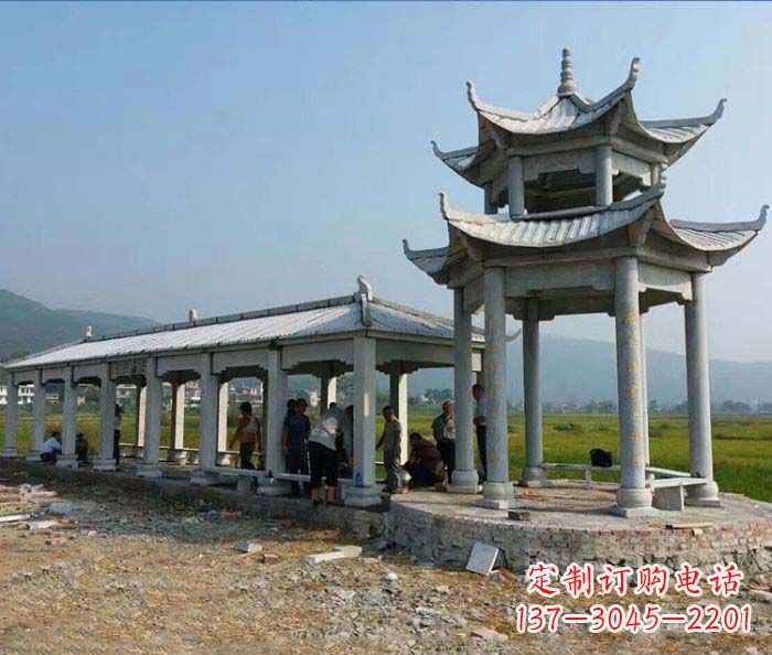 南京园林景观仿古石雕长廊凉亭