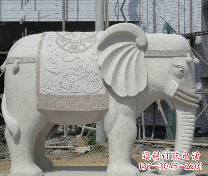 南京园林景观驮宝大象石雕 (2)