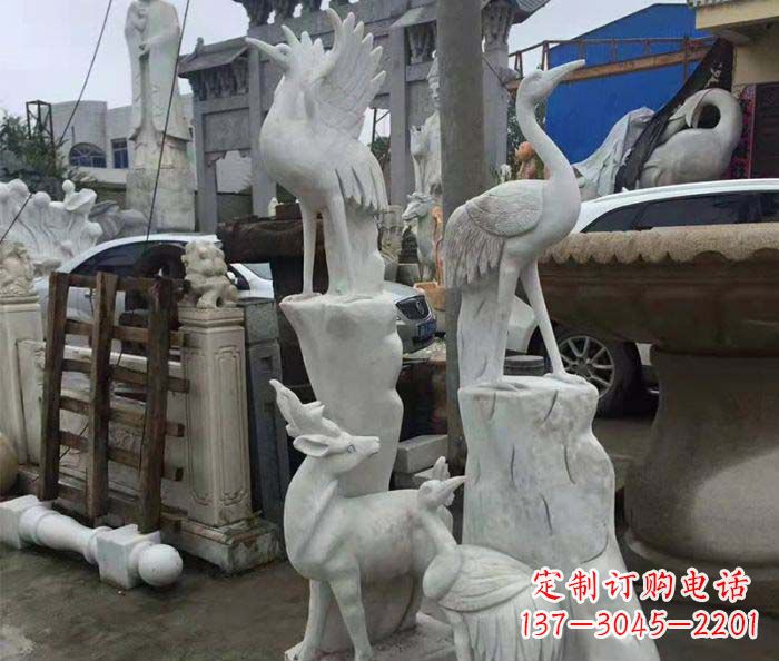 南京园林景观仙鹤石雕