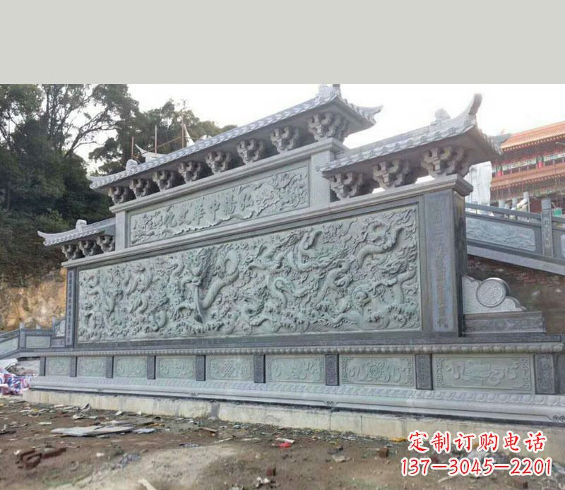南京园林九龙壁景观石雕 (2)