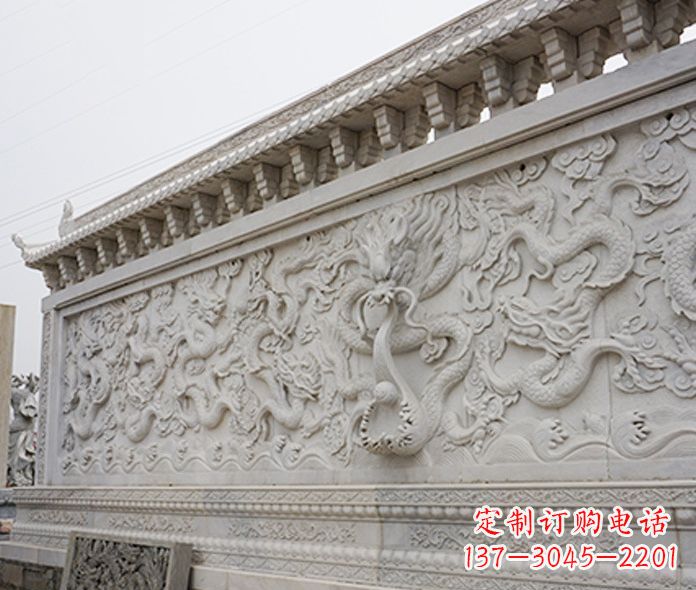 南京园林九龙壁石雕影壁 (5)