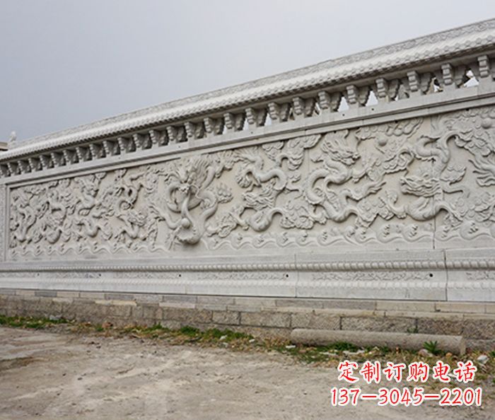 南京园林九龙壁石雕影壁 (4)
