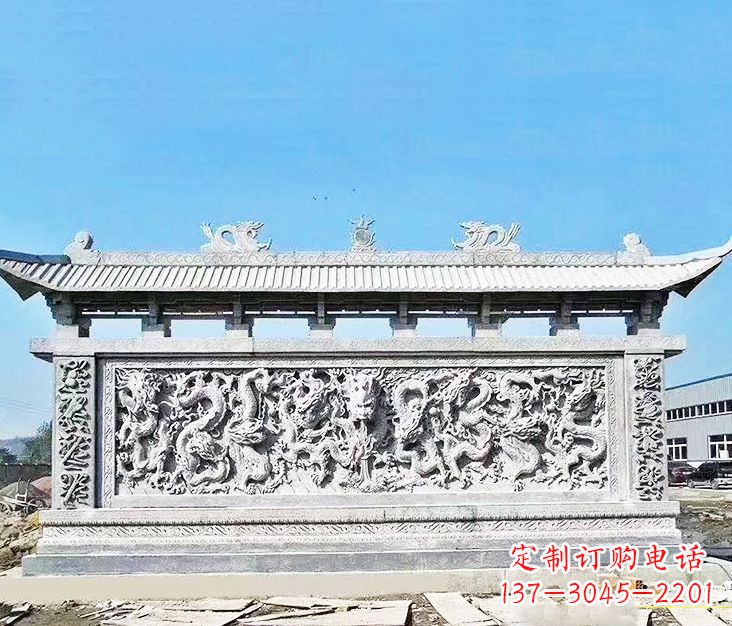 南京园林龙浮雕影壁墙景观石雕
