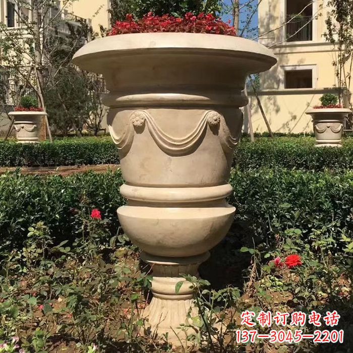 南京园林砂岩石雕花盆