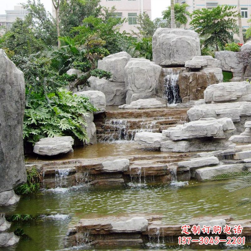 南京园林石头假山流水