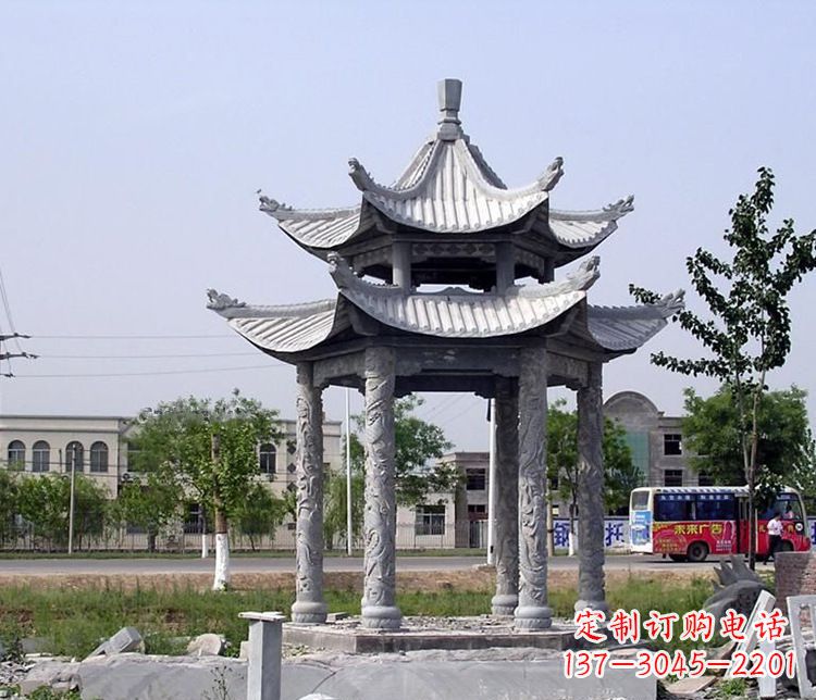 南京园林双层仿古凉亭石雕