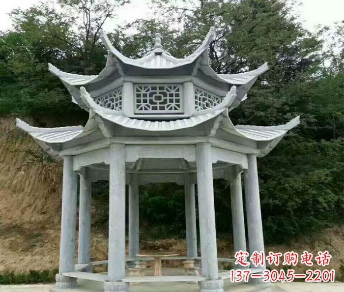 南京园林双层凉亭石雕 (2)