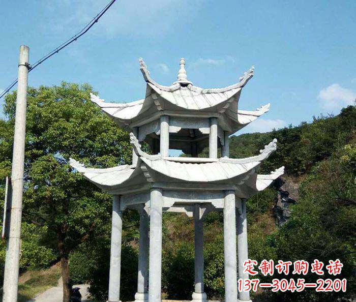 南京园林双层凉亭石雕