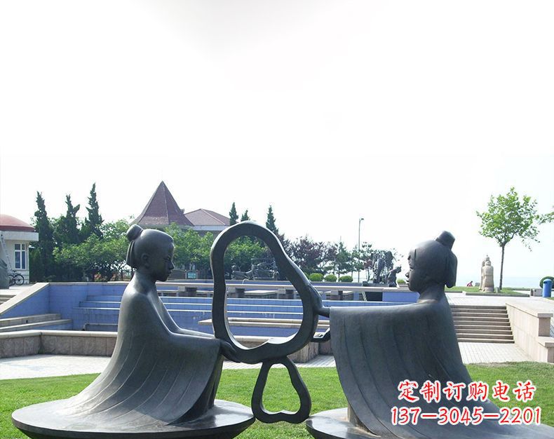 南京园林铸铜孔融让梨雕塑