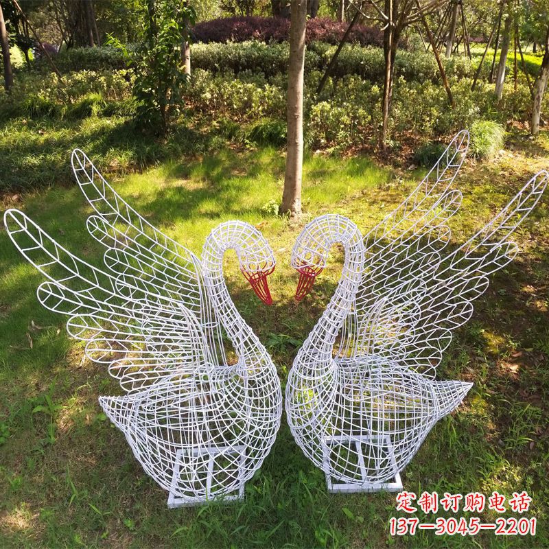 南京展翅天鹅公园绿地铁艺动物摆件