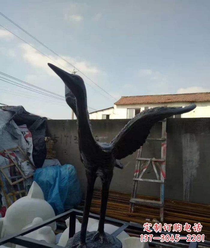南京展翅仙鹤铜雕 (2)