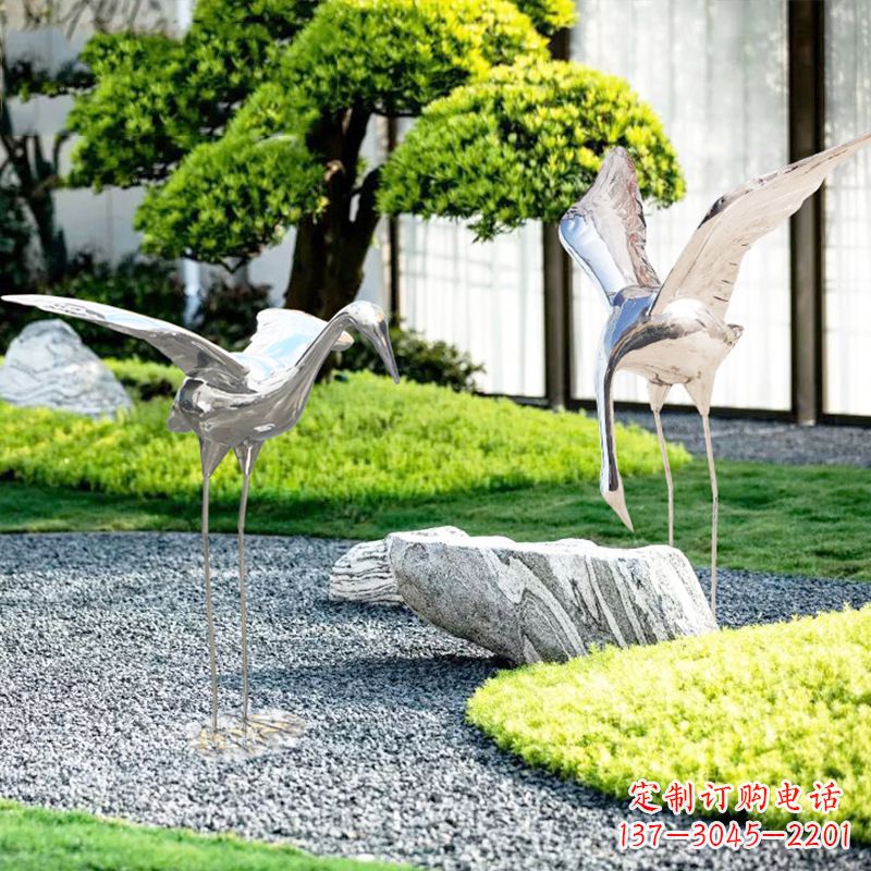 南京长春不锈钢动物鹤雕塑