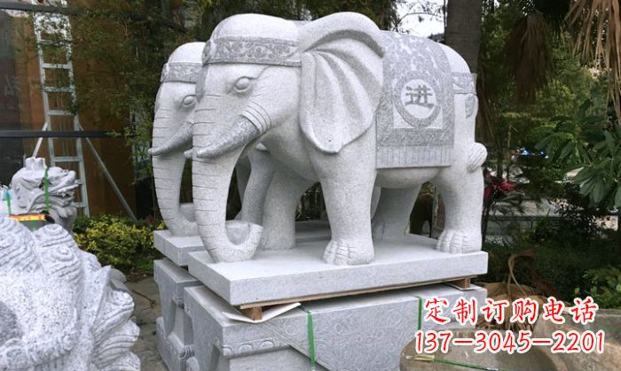 南京招财进宝大理石门口大象雕塑