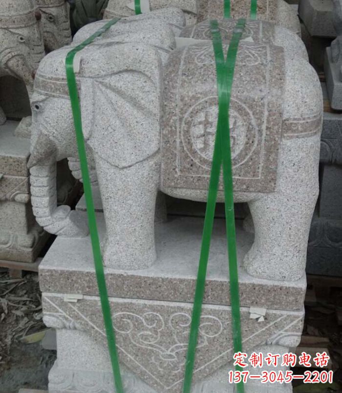 南京招财进宝芝麻灰大象石雕 (4)