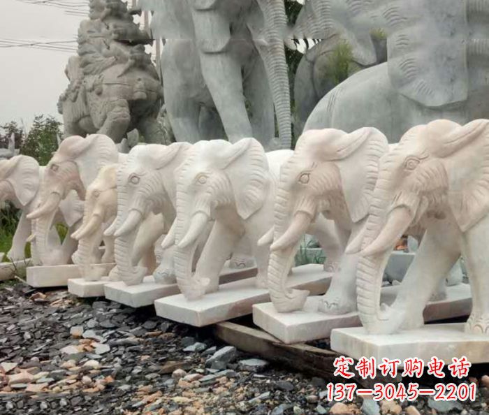 南京招财晚霞红大象石雕 (3)