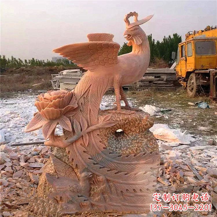 南京中国古代传说中的瑞鸟凤凰牡丹石雕