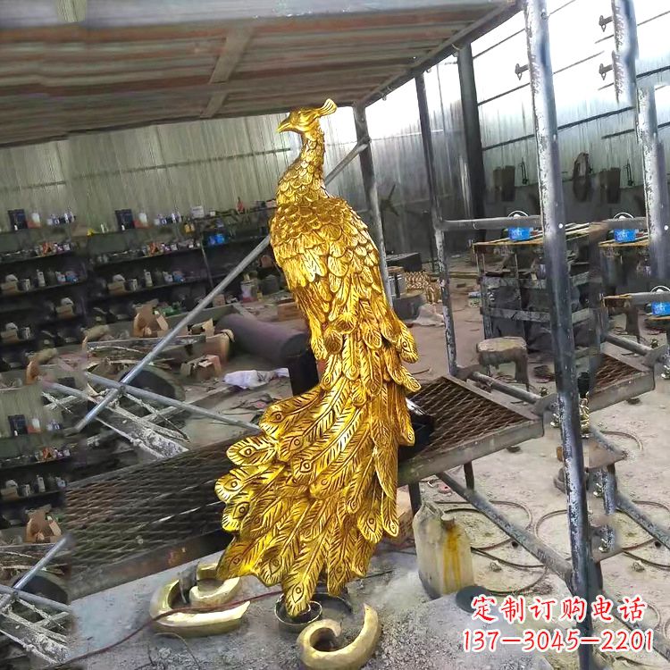 南京中国古代传说中的瑞鸟凤凰鎏金铜雕