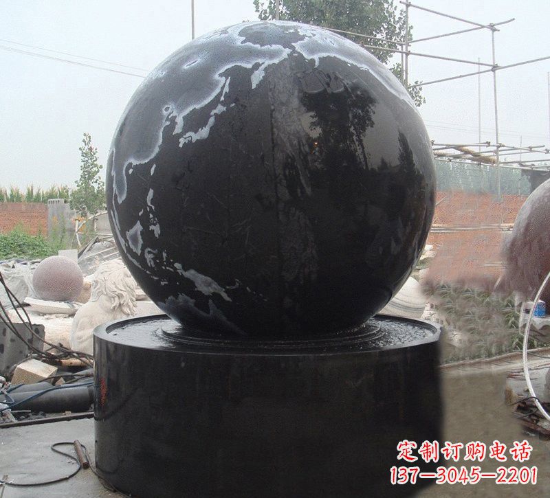 南京中国黑风水球石雕