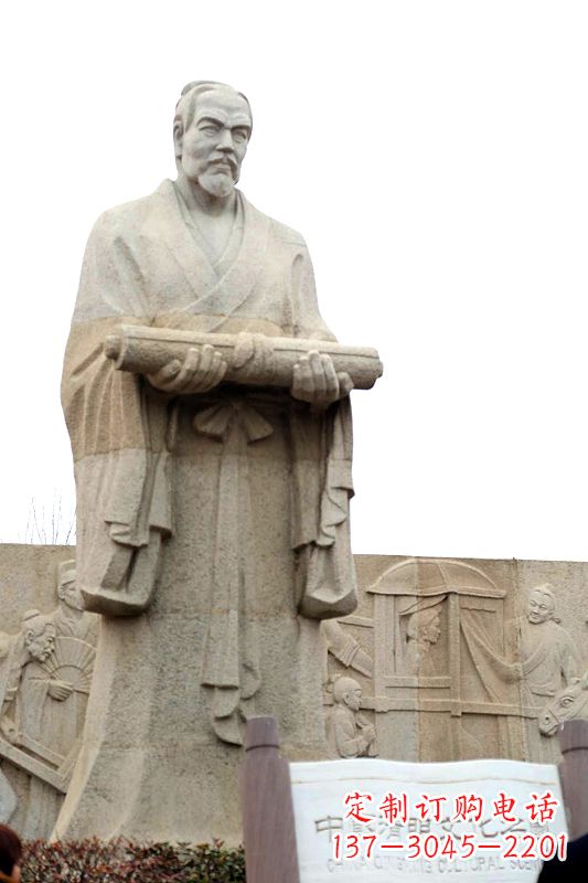 南京中国历史名人北宋绘画大师清明上河图画家张择端汉白玉石雕像