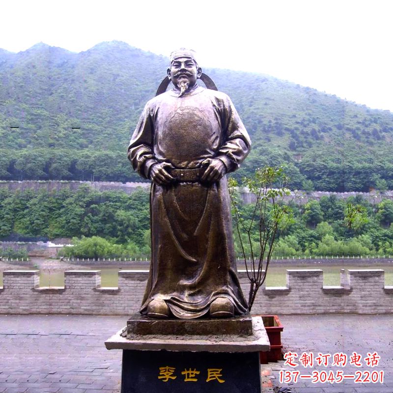 南京中国历史名人唐初著名帝王李世民铸铜雕像