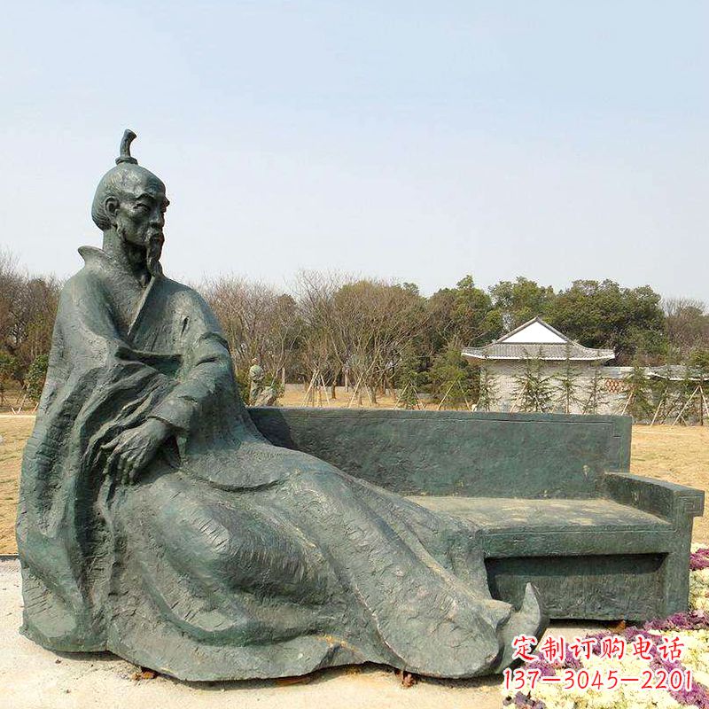 南京中国明末清初知名画家八大山人（朱耷）雕塑塑像-公园历史名人铜雕像