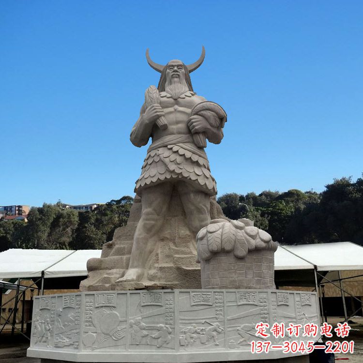 南京中国上古人物人文初祖汉白玉神农雕像