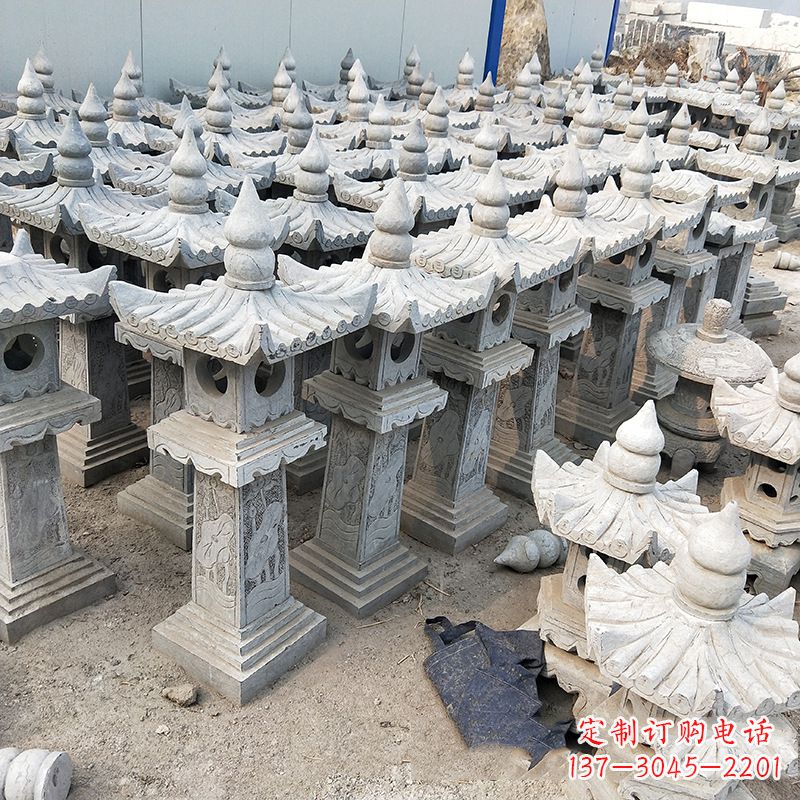 南京中式青石灯笼雕塑