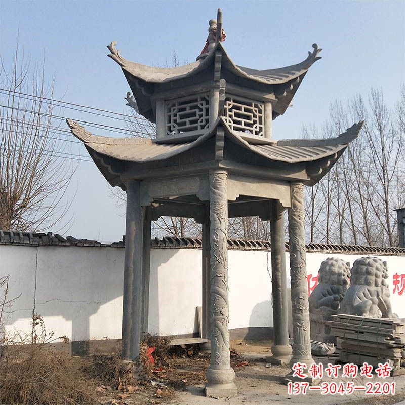 南京中式双层石雕凉亭