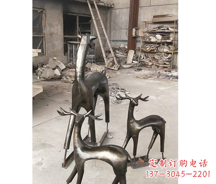 南京铸铜梅花鹿动物铜雕摆件