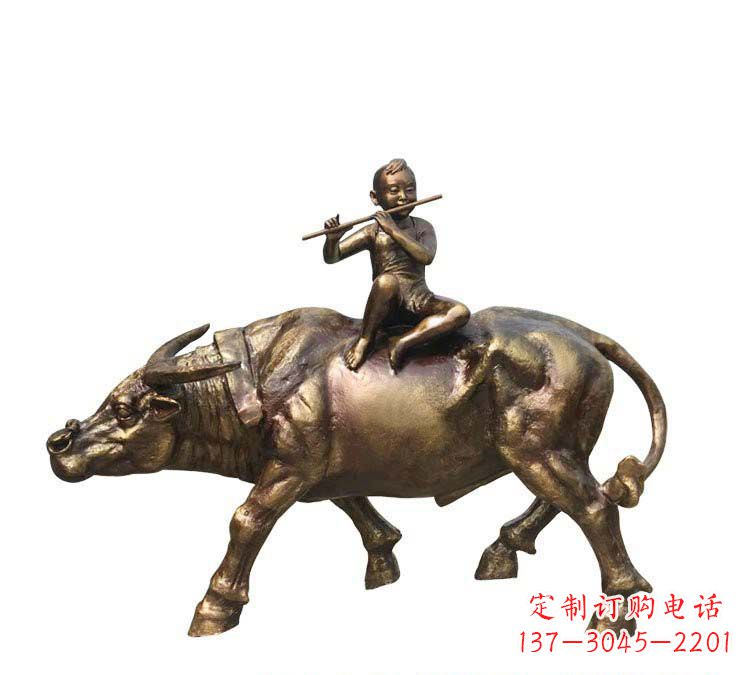 南京铸铜牧童牛雕塑