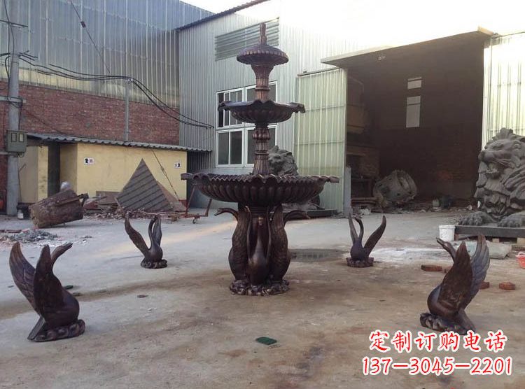 南京铸铜天鹅喷泉雕塑