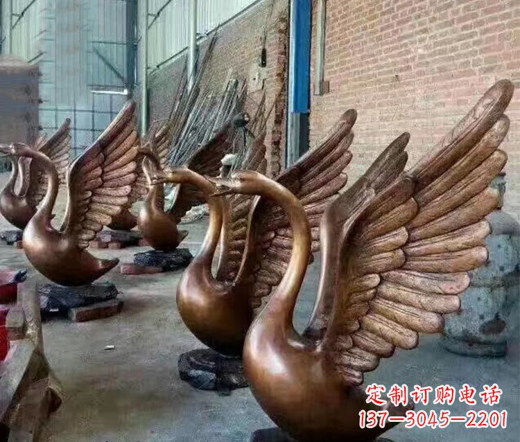 南京铸铜天鹅喷水动物喷泉雕塑