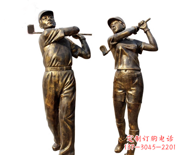 南京公园打高尔夫人物铜雕