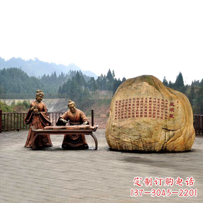 南京卓文君与司马相如凤求凰公园景观雕塑-历史典故人物情景雕塑