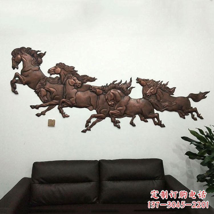南京紫铜马儿浮雕装饰画