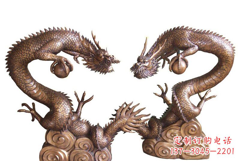 南京紫铜铸双龙戏珠
